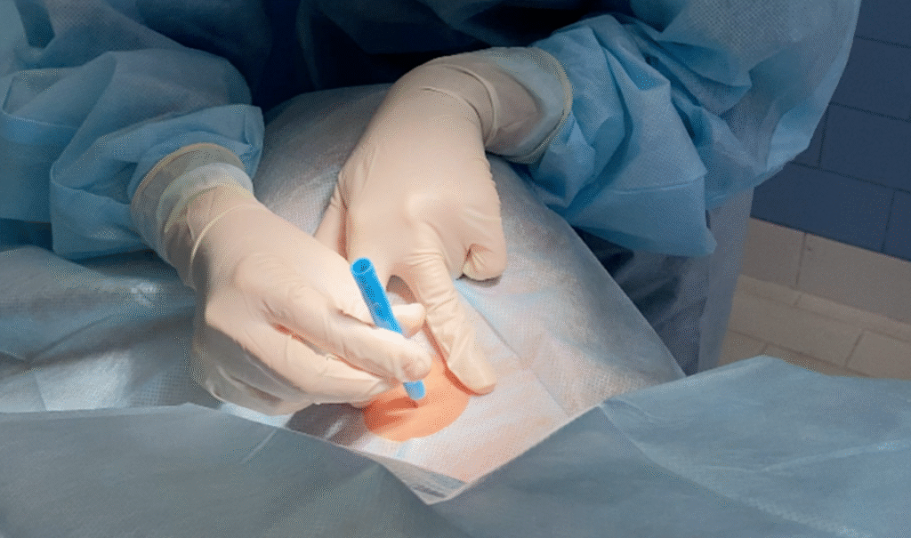 cirurgia-dermatologica-copacabana 5 Mãos em procedimento cirúrgico com caneta
